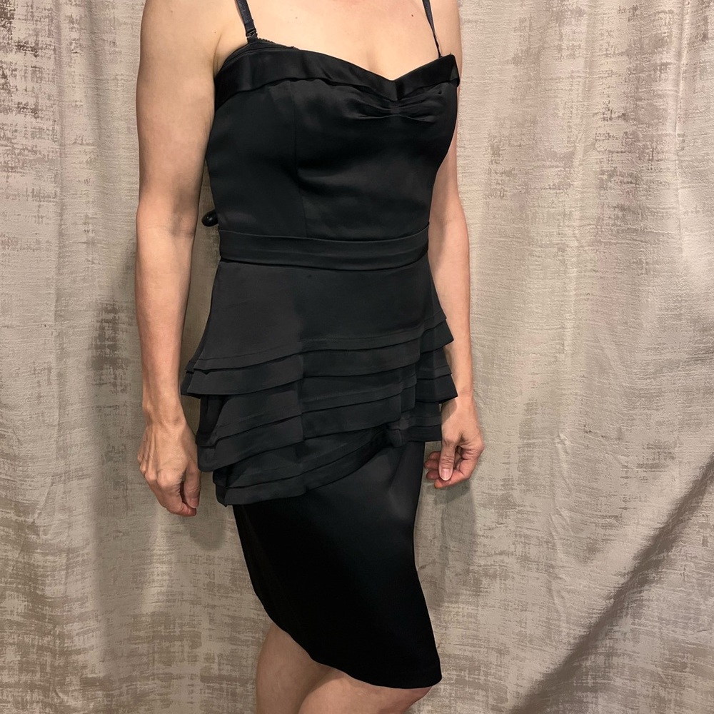 BCBG Black Tiered Ruffle Midi Dress